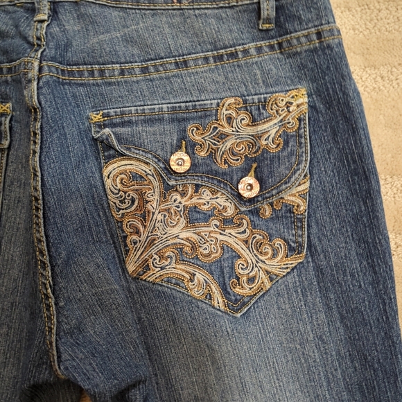 Mecca Femme USA Jeans Womens Vintage Straight Leg Size 13/14 Embroidered Denim - Picture 10 of 16